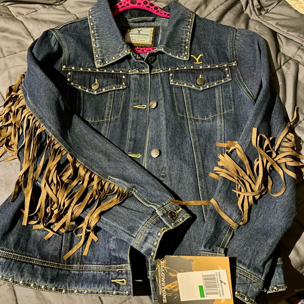 Yellowstone Denim Fringe Jean Jacket - Dark Blue